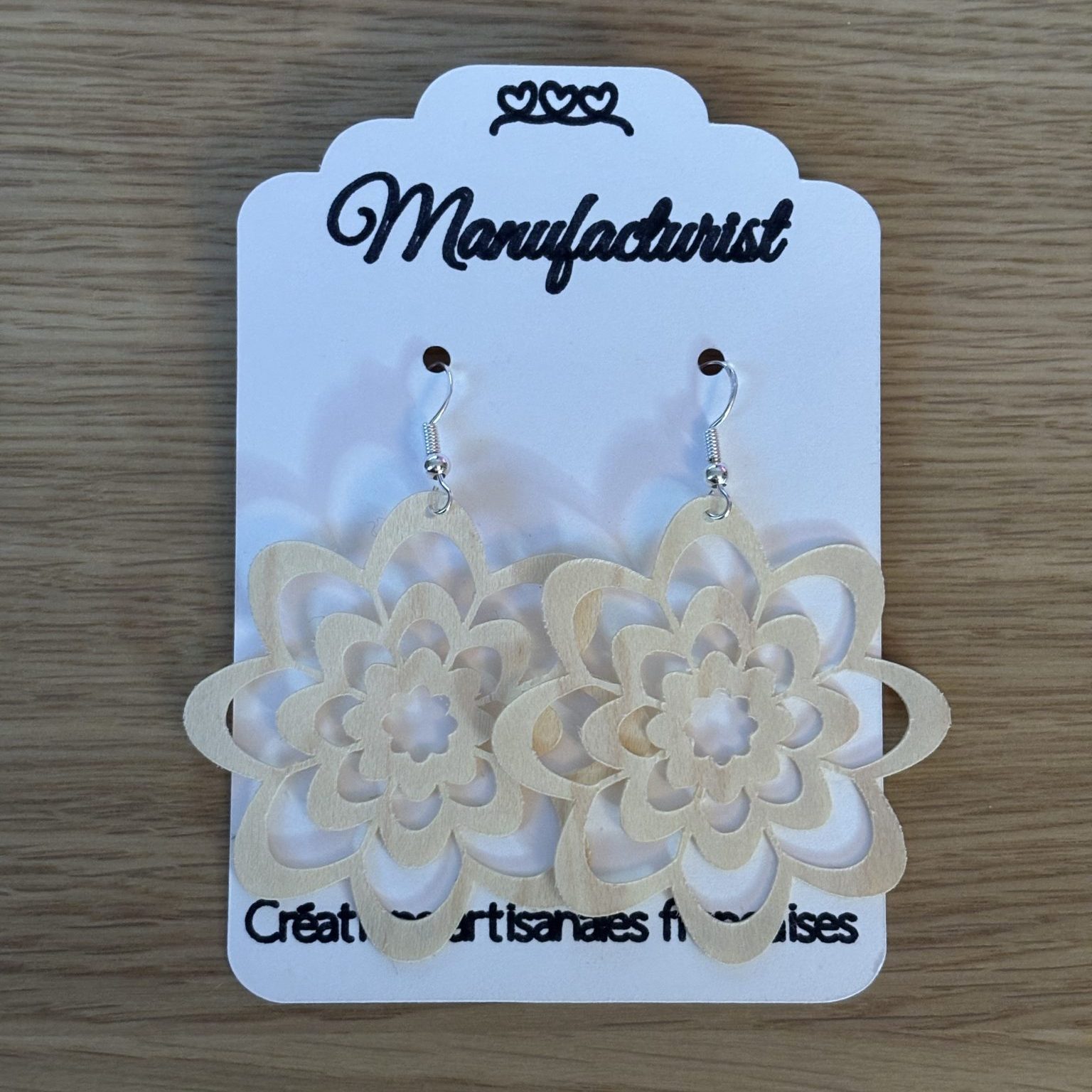 Boucles d'oreilles Fleur pleine en érable